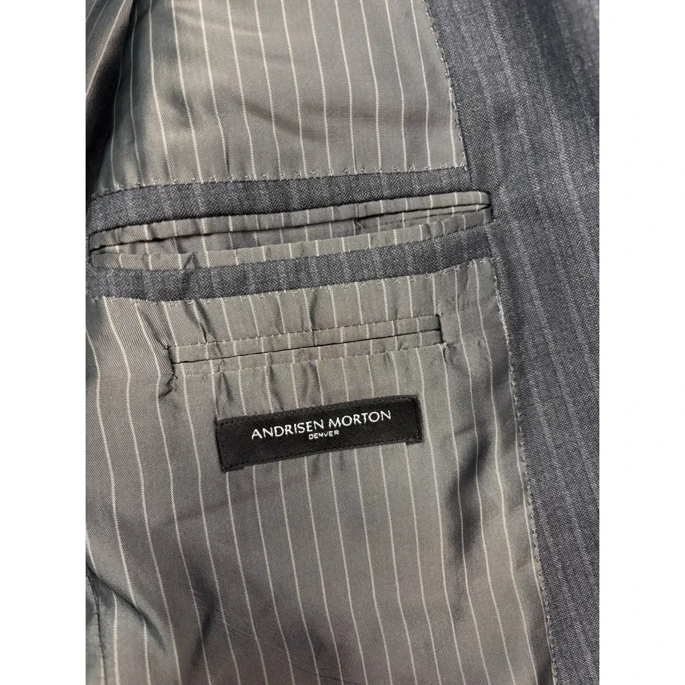 Ermenegildo Zegna 52 42S 36x28 Gray Stripe 2pc Pant Suit Italy Mila Fit Wool